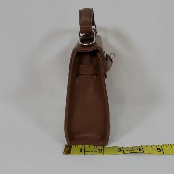 NEW BROWN CROC EMBOSSED FAUX LEATHER SMALL SATCHEL CROSSBODY BAG - Picture 11 of 13